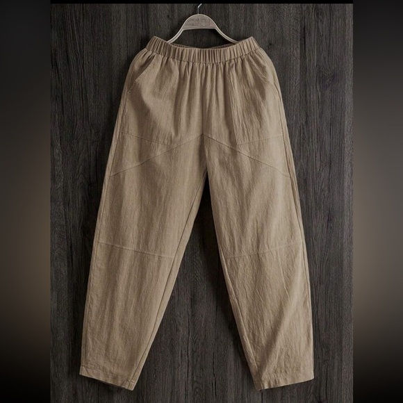 Casual Harem Khaki Drawstring Elastic Waist Pants NEW - Picture 1 of 6